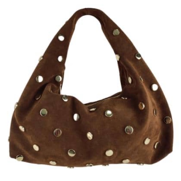 Elegant Brown Hobo Bag With Metallic Accents